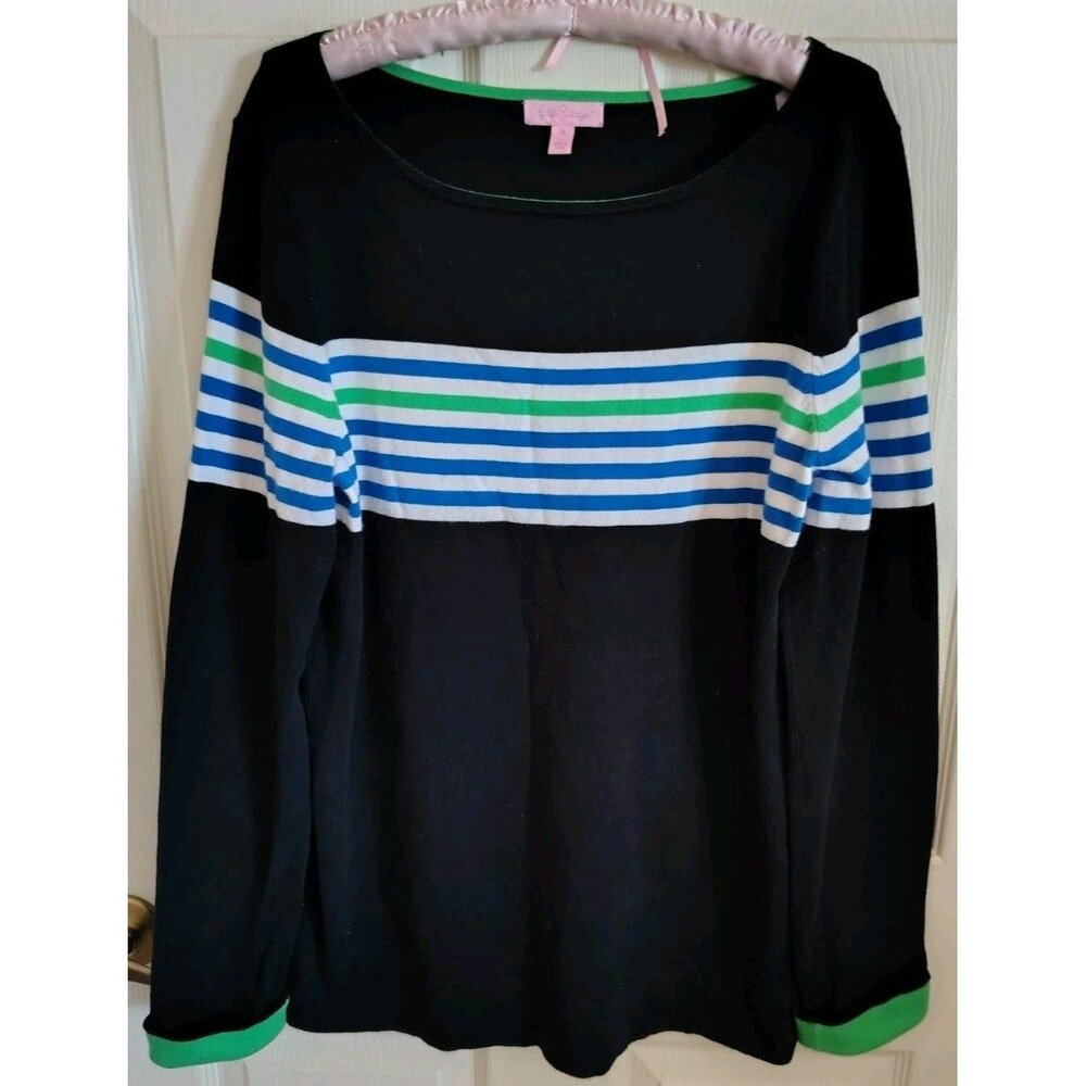 Lilly Pulitzer Maria Striped Sweater Size XL Long Sleeve Cotton